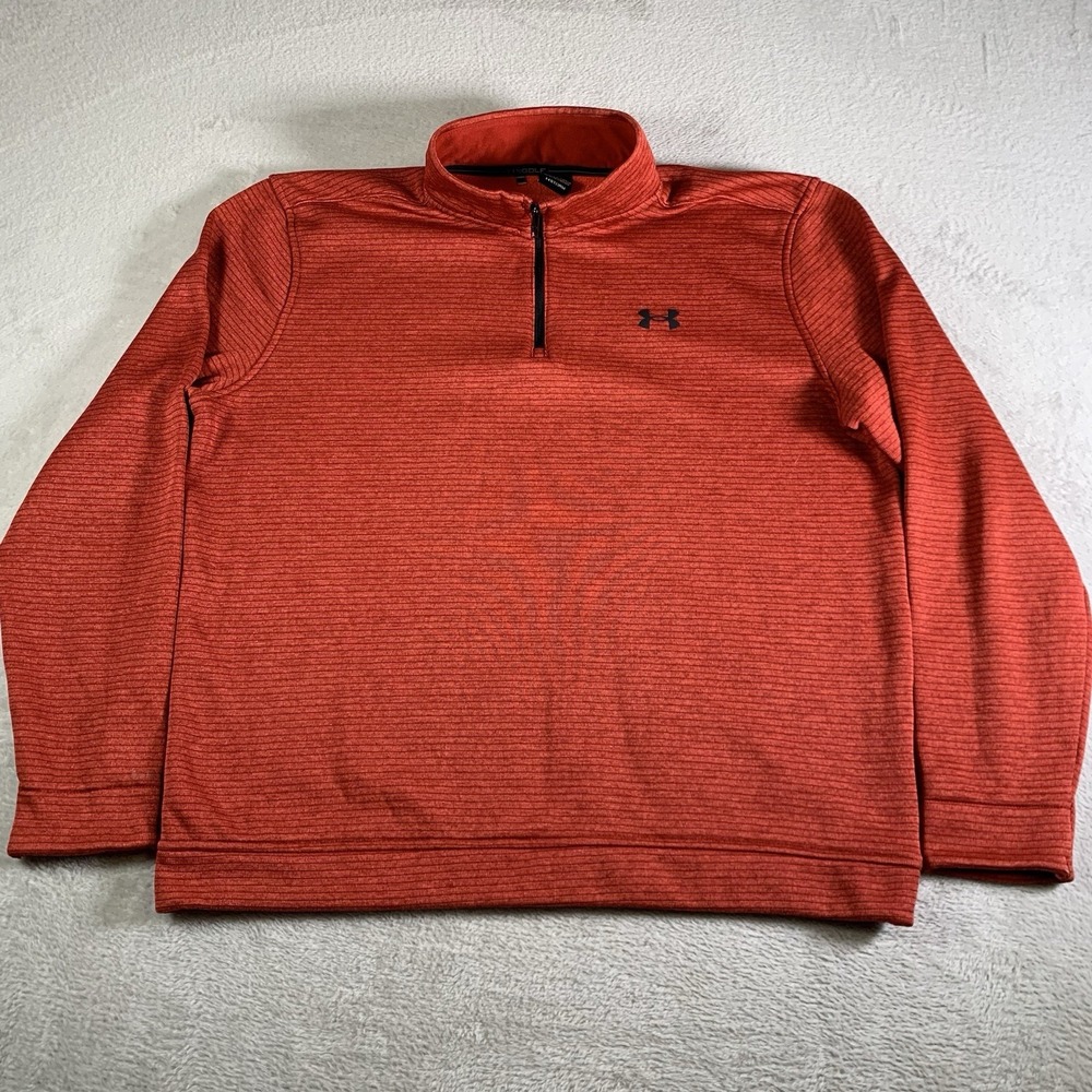 Under Armour Pullover Mens XL Orange Quarter Zip UA Storm Golf Outdoors Active